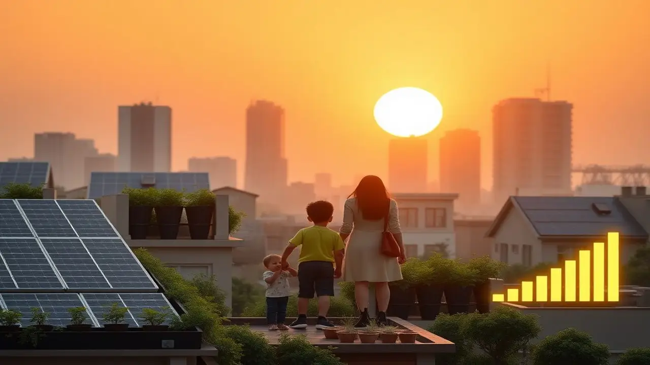 Hogar verde, finanzas, diseño minimalista, cálido