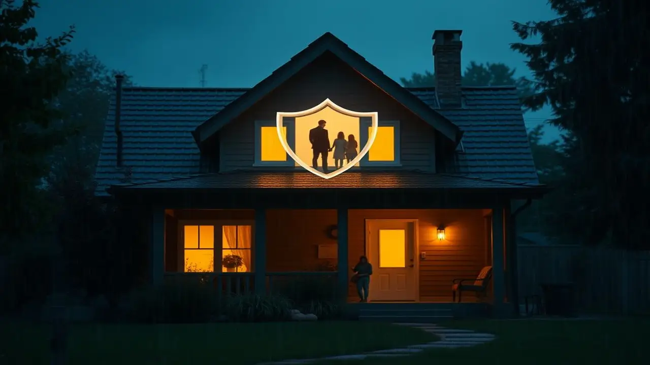 Hogar cálido y seguro bajo la suave lluvia