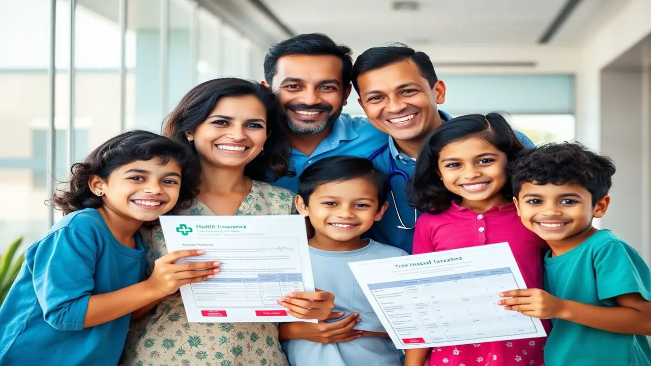 Familia mexicana sonriente, salud y confianza