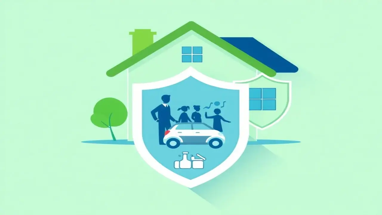 Hogar seguro, familia feliz, coche, seguro útil